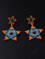 Fashion Color  Silver Pin Five-pointed Star Diamond Earrings