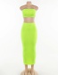 Fashion Fluorescent Yellow One Word Collar Umbilical Tube Top + High Waist Skirt Suit