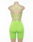 Fashion Fluorescent Green Halter Strapless Halter Vest + High Waist Five Pants Suit