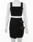 Fashion Black Strap One-shoulder Vest + High Waist Skirt Suit
