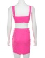 Fashion Pink Halter Vest + High Waist Skirt Suit