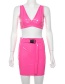 Fashion Pink Halter Vest + High Waist Skirt Suit