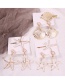 Fashion Shell Set Alloy Spray Painted Starfish Pearl Hairpin Earrings Set