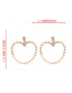 Fashion Gold Alloy Diamond Heart Stud Earrings