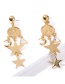 Fashion Gold Alloy Star Moon Embossed Earrings