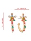 Fashion Gold Color Drill Alloy Diamond Flower C-shaped Earrings