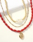 Fashion Red Alloy Shell Beaded Multi-layer Necklace