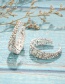 Fashion White Geometric Alloy Full Diamond U-shaped Earrings