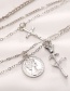 Fashion Silver Cross Rose 5 Layer Necklace