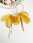 Fashion Yellow Alloy Large Circle Fabric Tassel Earrings