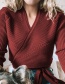 Fashion Red Wine Deep V-neck Bow Cardigan Sweater