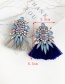 Fashion Royal Blue + Pink Alloy Diamond Drop Tassel Earrings