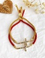 Fashion Red Copper Inlaid Zircon Braided Rope Cross Bracelet