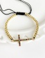 Fashion Gold Copper Inlaid Zircon Beaded Cross Bracelet