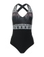 Fashion Black Printed Halter One-piece Swimsuit