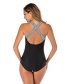 Fashion Black And White Printed Halter One-piece Swimsuit