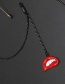 Fashion Black Non-slip Metal Mouth Red Lips Chain