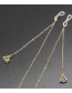 Fashion Gold Non-slip Metal Triangle Zircon Glasses Chain