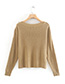 Fashion Khaki One-shoulder Button-knit Pullover