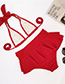 Fashion Red Ruffled Skirt Trousers Split Swimsuit