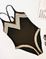 Fashion Black Geometric Print One-piece Swimsuit