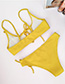 Fashion Yellow Drawstring Straps Split Swimsuit