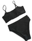 Fashion Black High Waist Solid Color Double-sided Split Swimsuit
