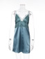 Fashion Blue Satin Lace Lace Dress