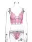 Fashion Pink Lace Ribbon Splicing Bundle Underwear Set