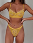Fashion Yellow Perspective Lace Rim Sexy Lingerie Set