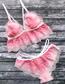 Fashion Pink Gradient Lace Flower Lingerie