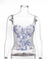 Fashion White Embroidered Lace-up Lace Camisole