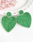 Fashion Lake Green Felt Cloth Rice Beads Love Earrings