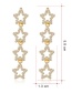 Fashion Real Gold Alloy Rhinestone Pentagonal Earrings