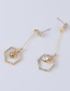 Fashion Real Gold Alloy Rhinestone Geometric Earrings