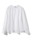 Fashion White Cotton High Collar Pleated Top
