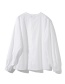 Fashion White Cotton High Collar Pleated Top