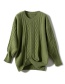 Fashion Green Hollow Twist Sweater