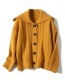 Fashion Ginger Yellow Navy Collar Twist Knit Cardigan