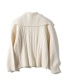 Fashion Creamy-white Navy Collar Twist Knit Cardigan