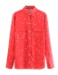 Fashion Red Floral Printed Silk Shirt