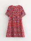 Fashion Red White Orchid Print Dress