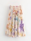 Fashion Color Floral Print Pleated Silk Skirt