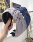 Fashion Brown Denim Fabric Double Bright Line Stripe Knotted Wide-brimmed Headband