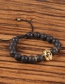 Fashion Silver 8mm Volcanic Rock Micro-inlaid Ghost Head Beaded Pull Bracelet