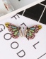 Fashion Powder Color Butterfly Glass Drill Earrings