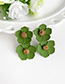 Fashion Green Alloy Double-layer Flower Earrings
