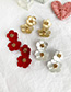 Fashion Red Alloy Double-layer Flower Earrings
