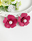 Fashion Red Alloy Pearl Flower Earrings