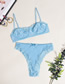 Fashion Blue Lace Sling Without Steel Ring Hip Underwear Two-piece